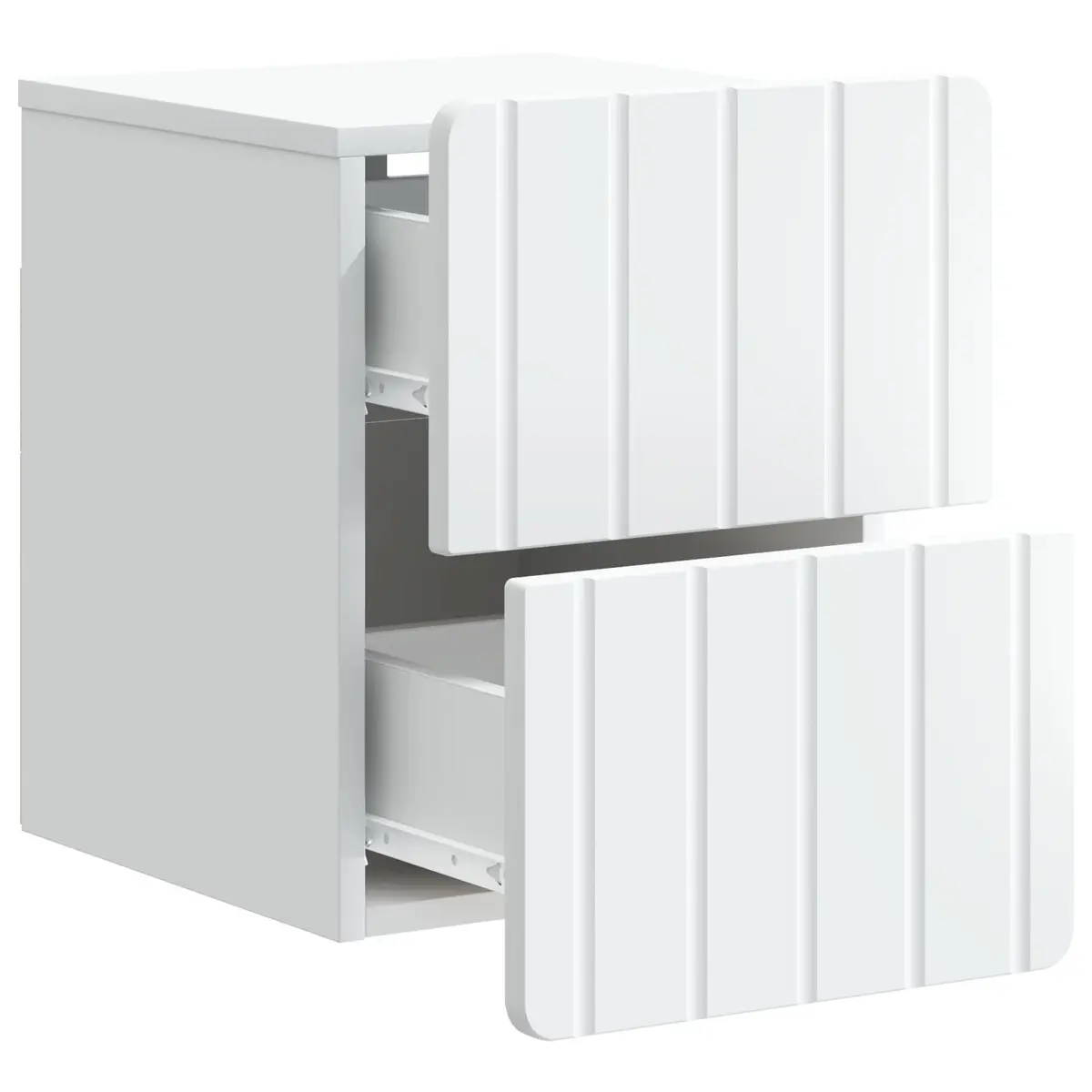 Wall-Mounted Nightstand White Engineered Wood Storage Cabinet Space Saver for Small Areas