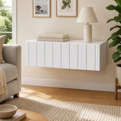 White Wall-Mounted Side Table Storage Cabinet Modern Bedroom Living Room