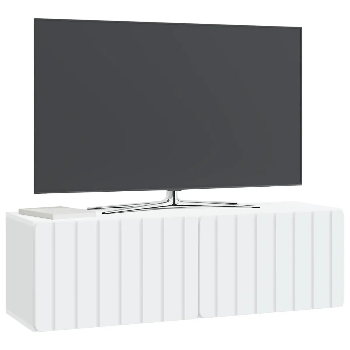 Wall-Mounted TV Cabinet 98x31x30cm White Modern Storage Unit