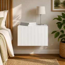 Space-Saving Wall-Mounted Bedside Storage Unit in White 33x34.5x20cm