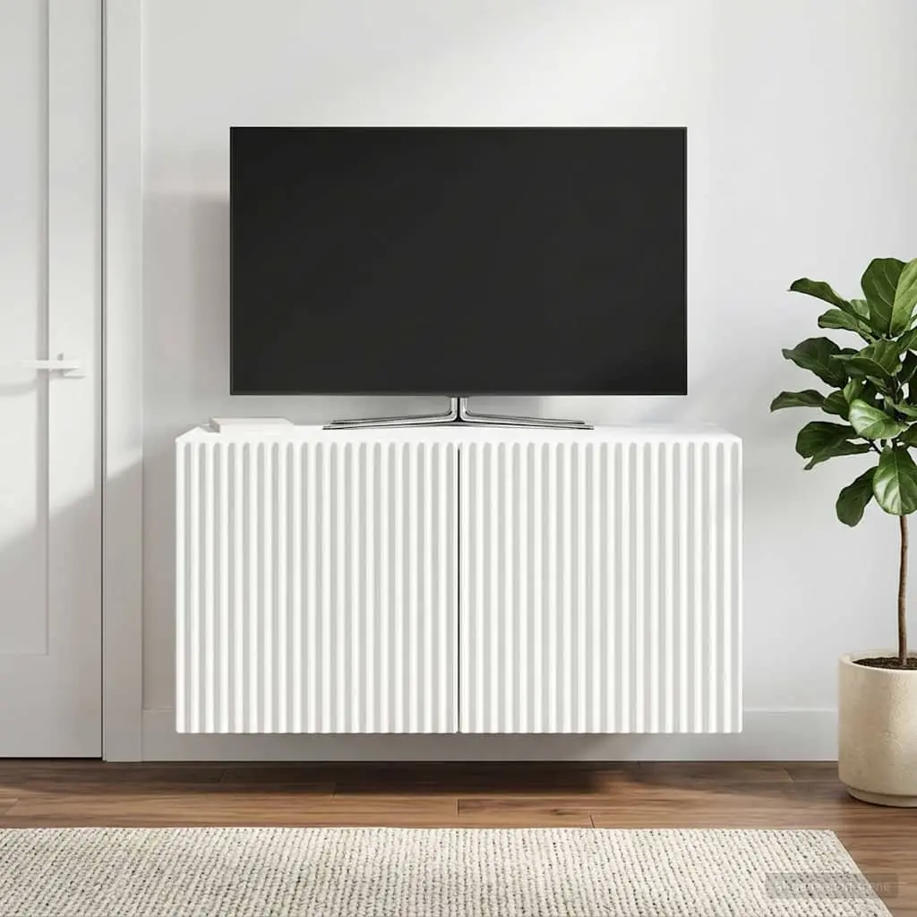 Wall-Mounted TV Cabinet White 59.5 x 31 x 30 cm Modern Storage Unit