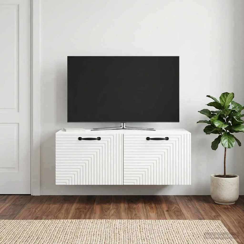 Wall-Mounted TV Cabinet White 78.5 x 41 x 30 cm Modern Living Room Storage Unit