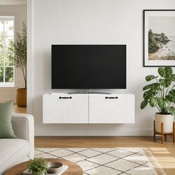 Stylish White Wall-Mounted TV Cabinet for Your Living Room