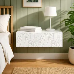 Wall-Mounted Side Table White Storage Cabinet Living Room Bedroom Hallway