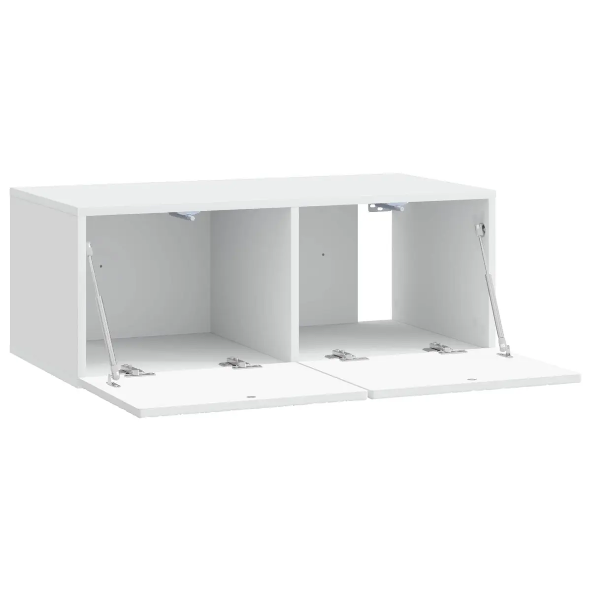 Wall-Mounted TV Cabinet 98 x 31 cm White Storage Unit with 90 Degree Swing Hinge Doors for Living Room Entertainment