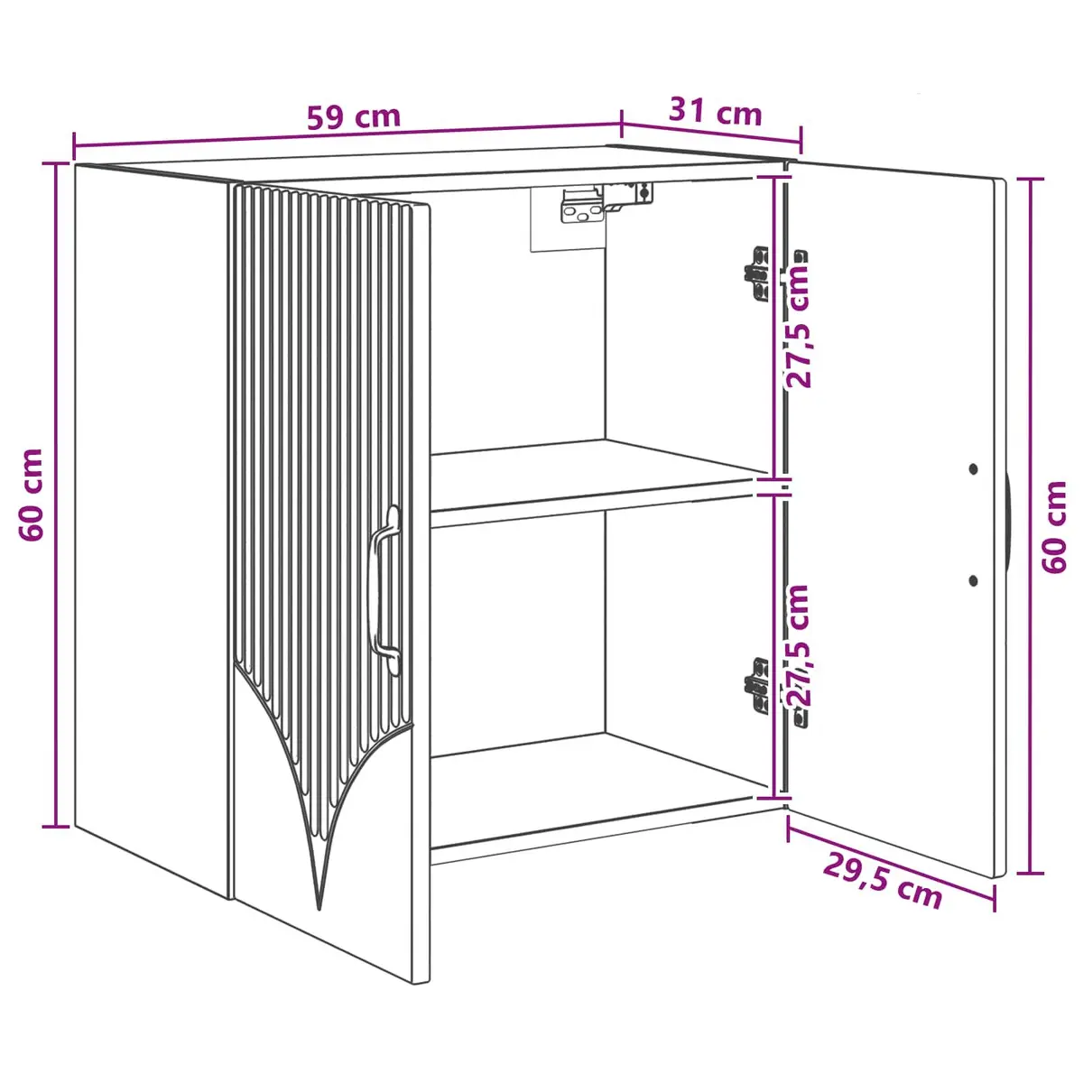 Wall-Mounted Storage Cabinet White Engineered Wood Modern Shelves