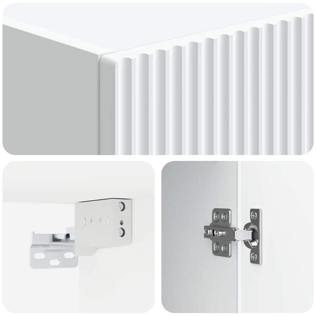 Wall-Mounted Storage Cabinet 90cm White Modern Engineered Wood Shelving Unit