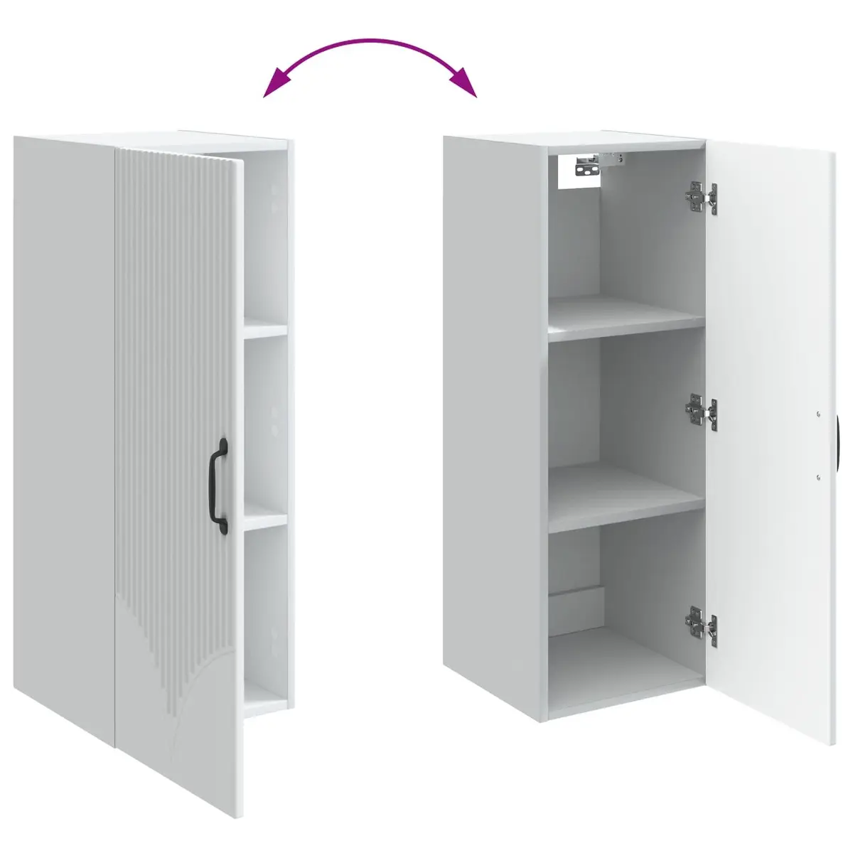 Wall-Mounted Storage Cabinet 90cm White Modern Engineered Wood Shelving Unit