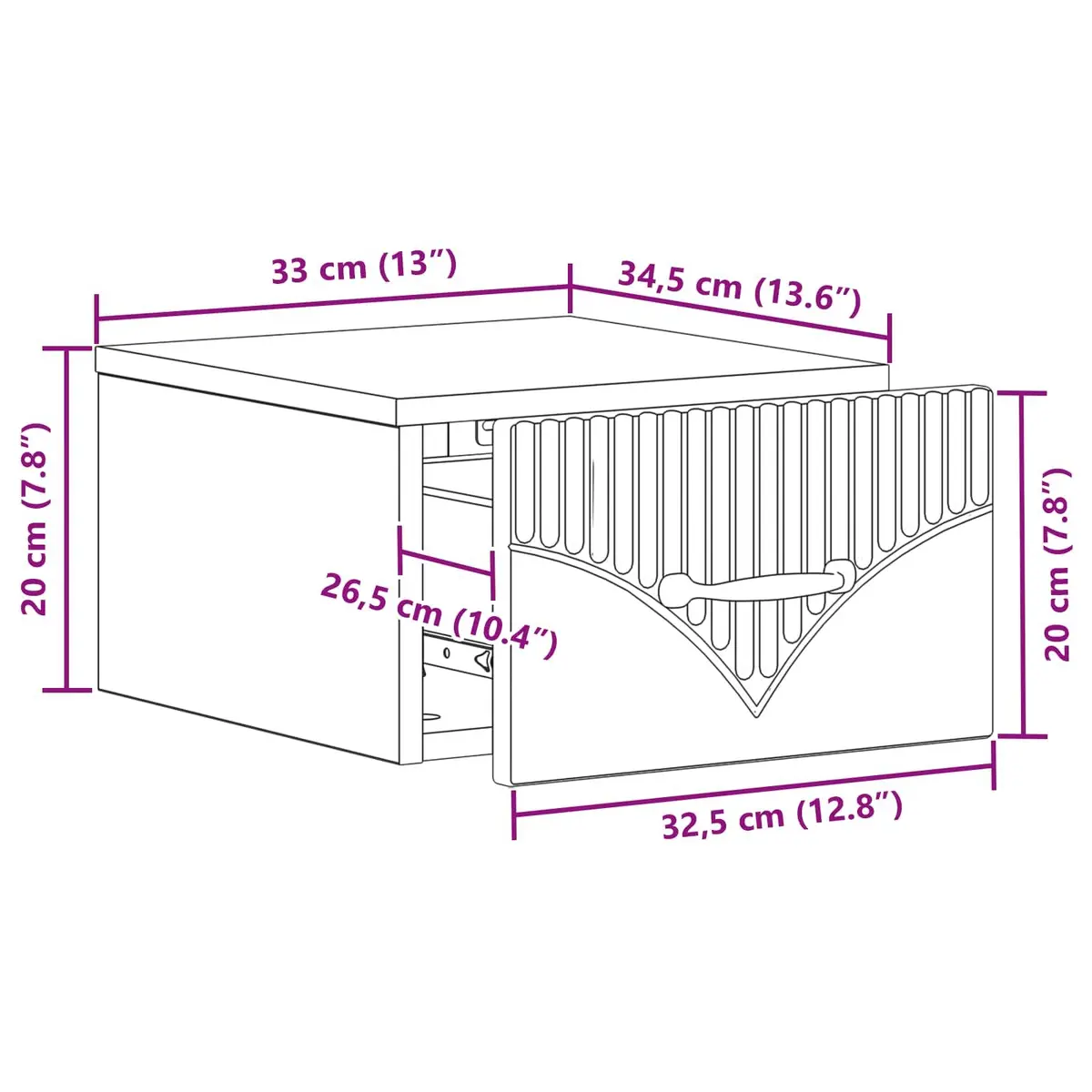 Wall-Mounted Bedside Cabinet White Modern Bedroom Storage Drawer Compartment