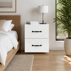 Wall-Mounted Bedside Cabinet Modern Storage Table White 34.5 x 33 x 40 cm