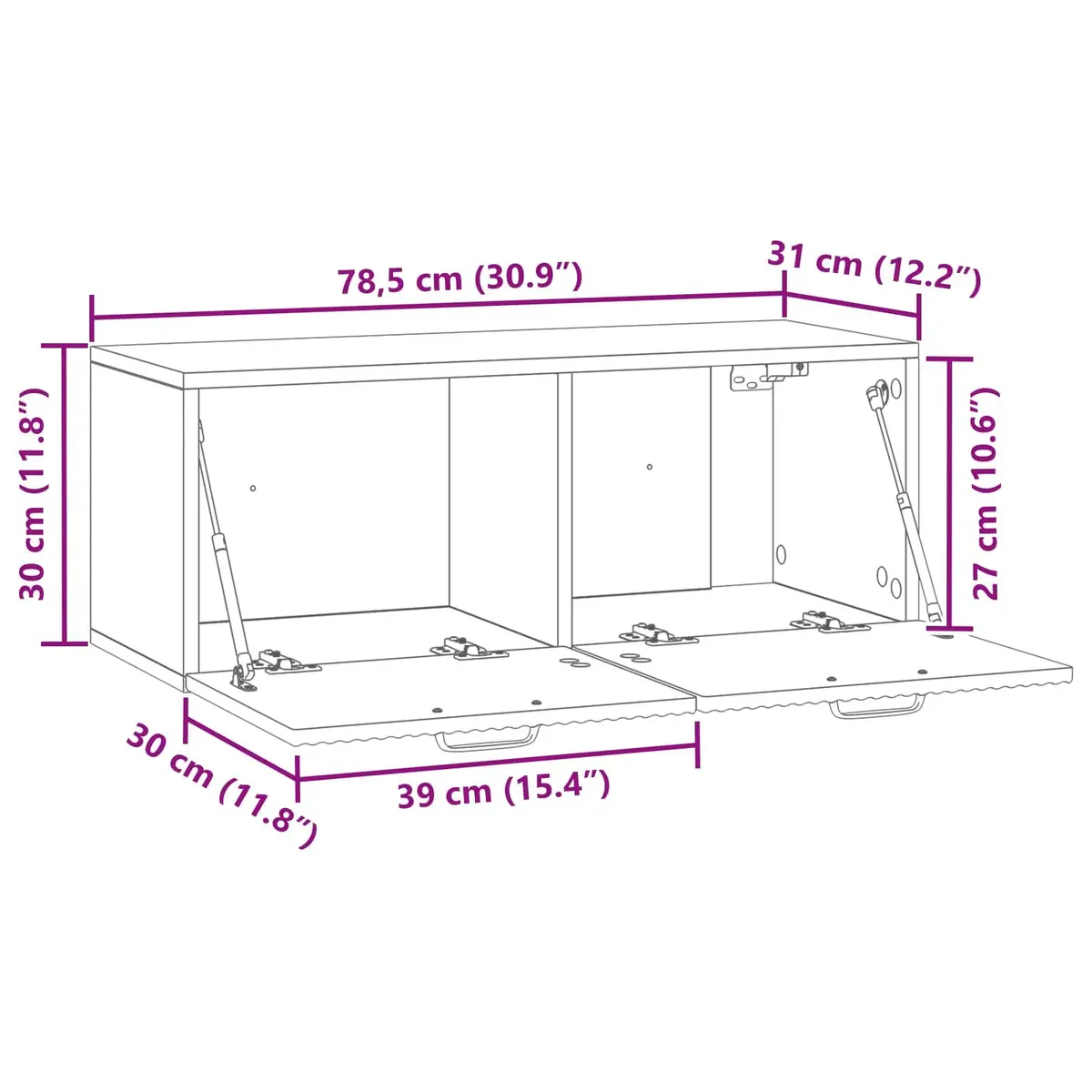 Wall-Mounted TV Cabinet 78.5 x 31 x 30 cm White Modern Media Storage Unit Floating Entertainment