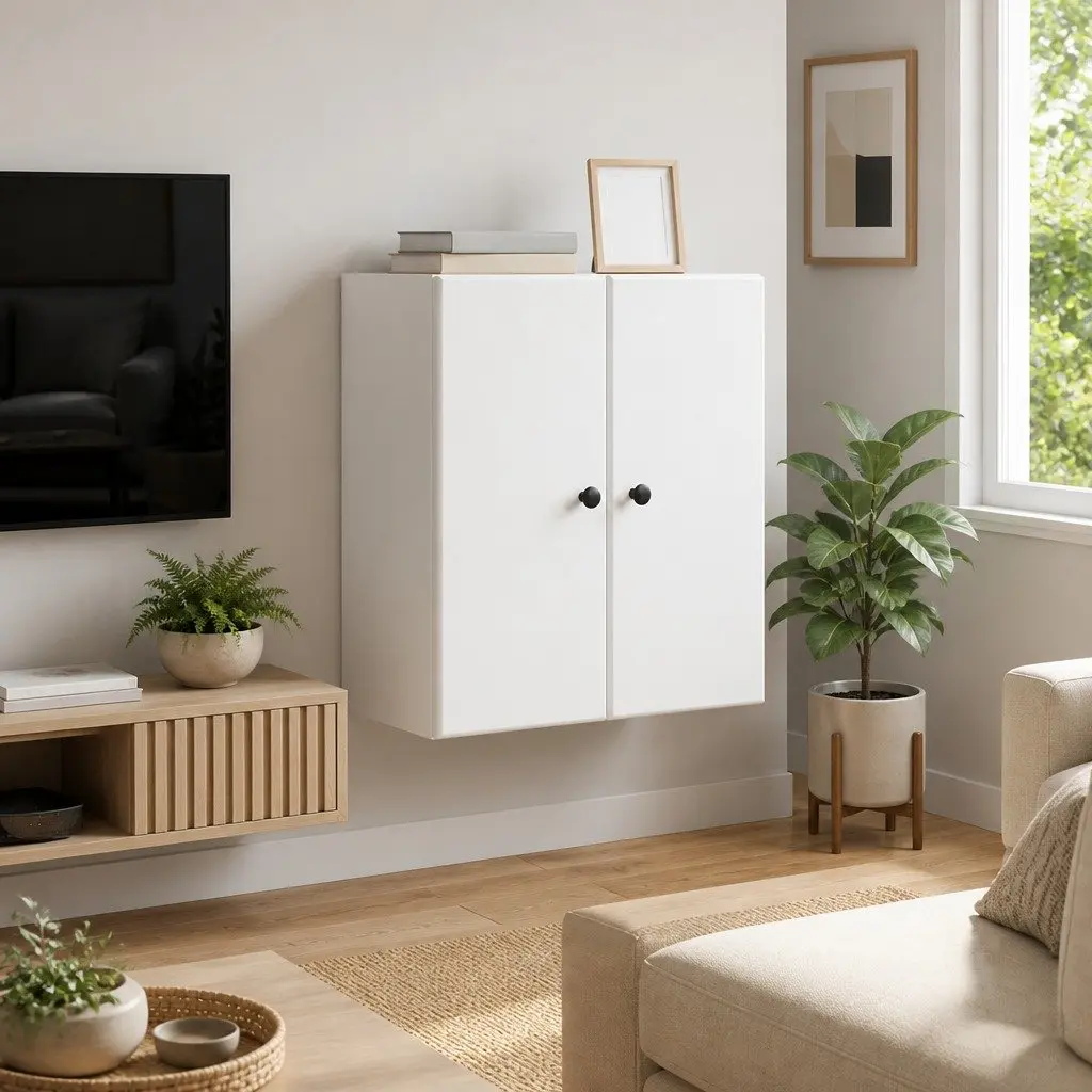 Wall-Mounted Storage Cabinet 59x31x60cm Engineered Wood Multiple Shelves White