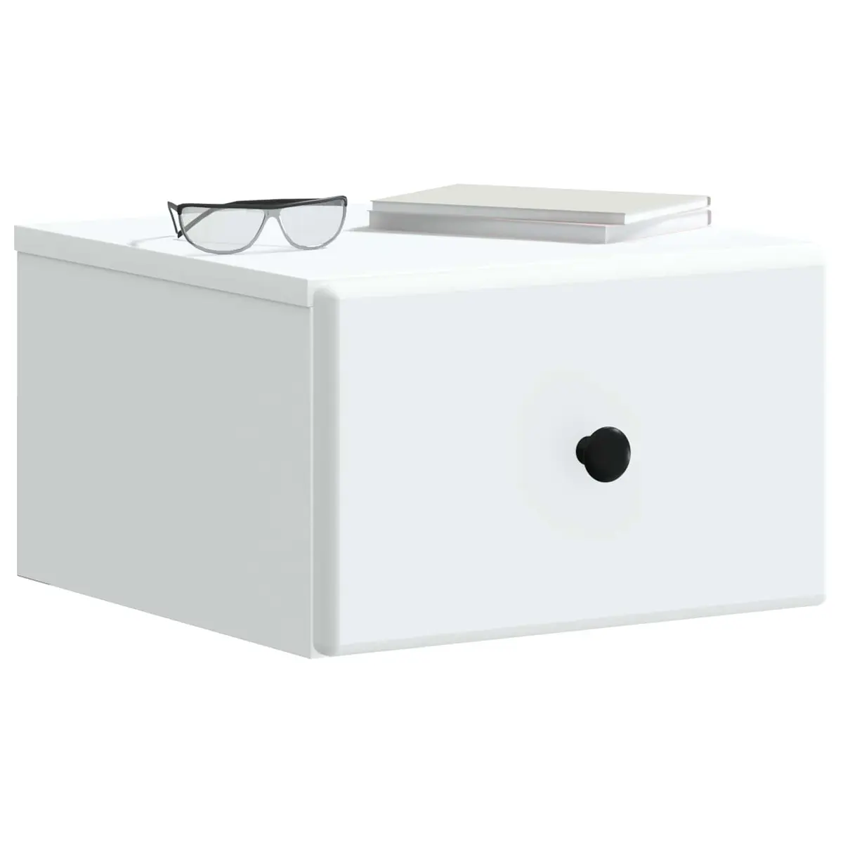 Wall-Mounted Bedside Cabinet White Compact Storage Drawer for Bedroom Living
