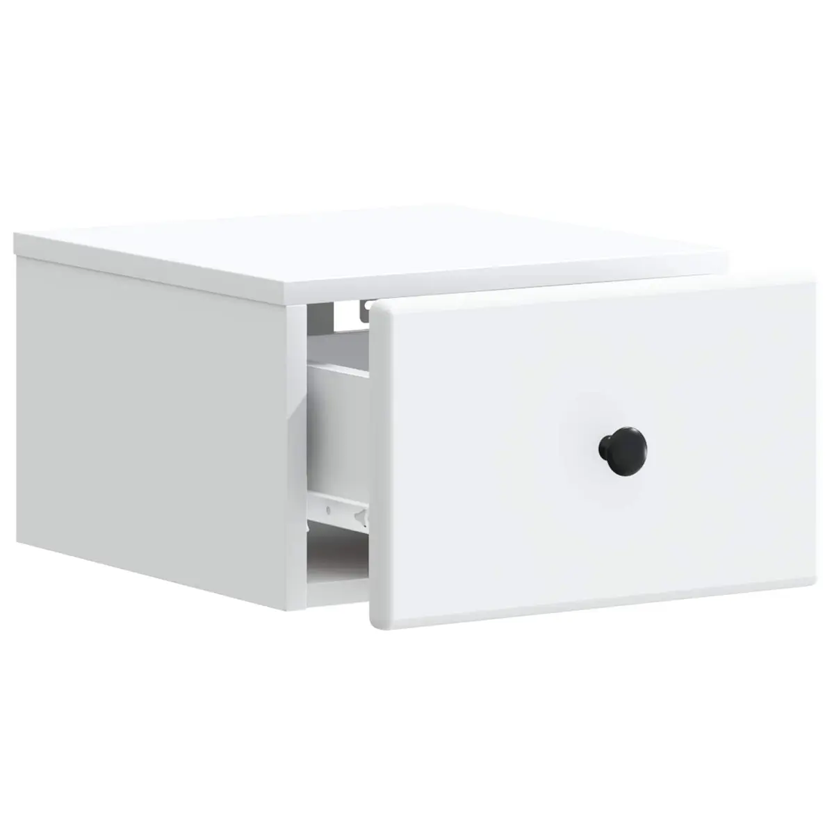 Wall-Mounted Bedside Cabinet White Compact Storage Drawer for Bedroom Living