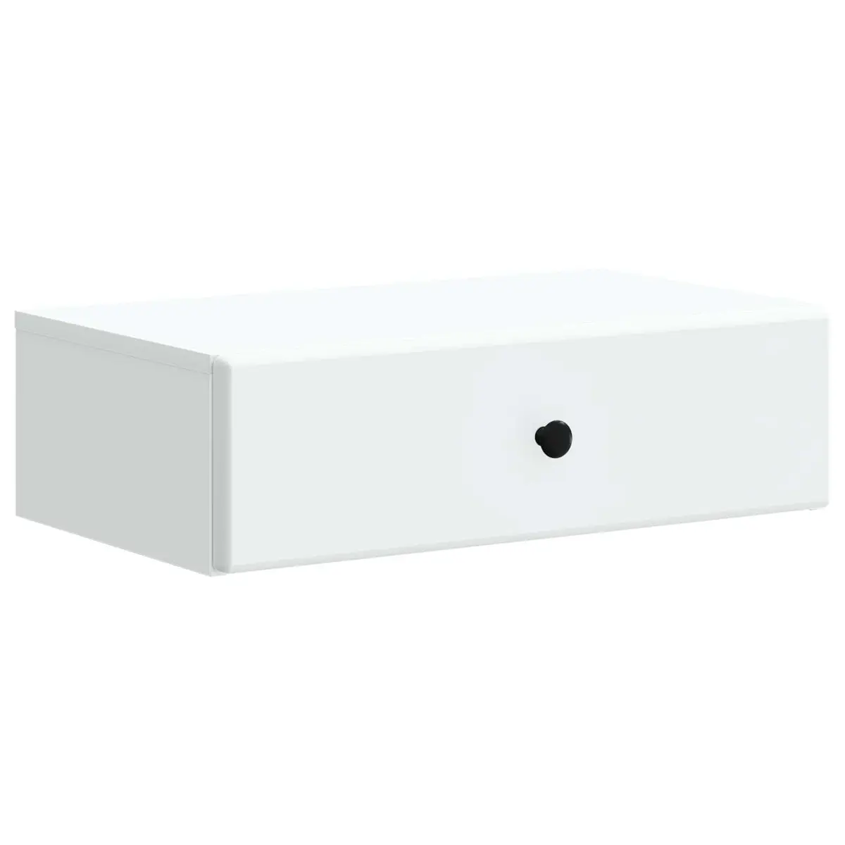 Wall-Mounted Side Table White Engineered Wood Storage Cabinet with Drawers