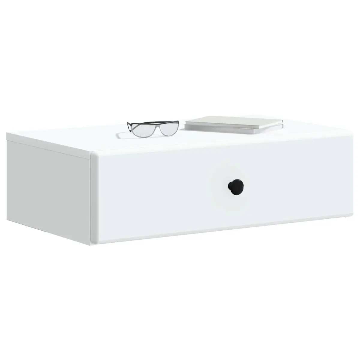 Wall-Mounted Side Table White Engineered Wood Storage Cabinet with Drawers