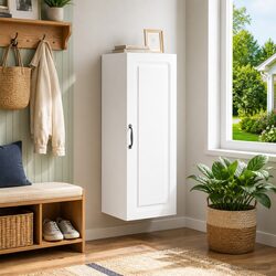 Wall-Mounted Storage Cabinet 33 x 34.5 x 90 cm White Engineered Wood Shelving