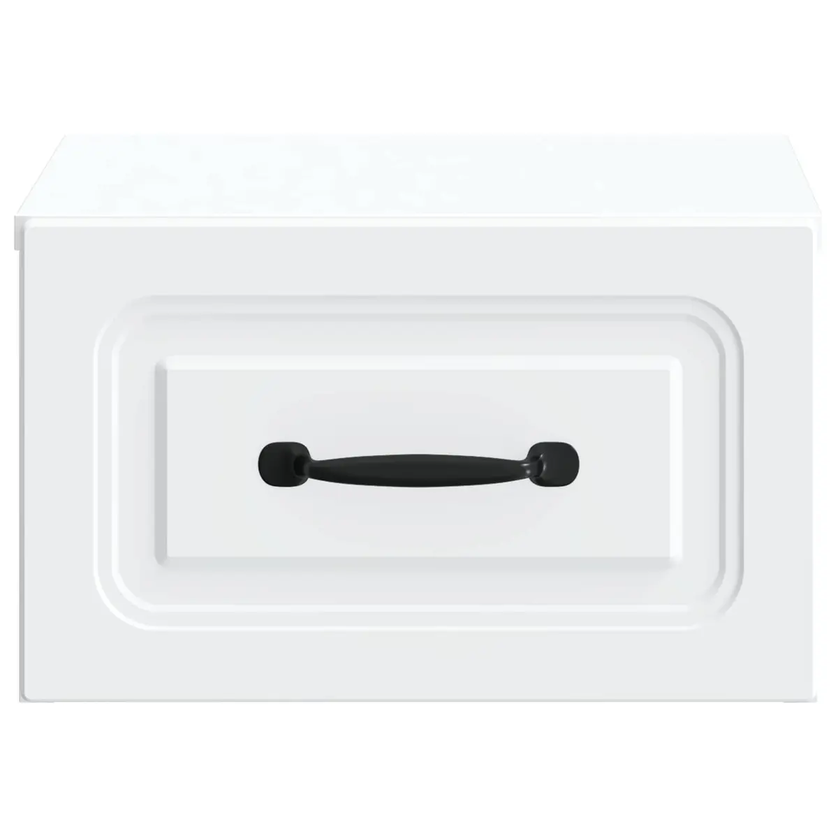 Wall-Mounted Bedside Cabinet White Compact Storage Drawer Shelf with LED Lighting