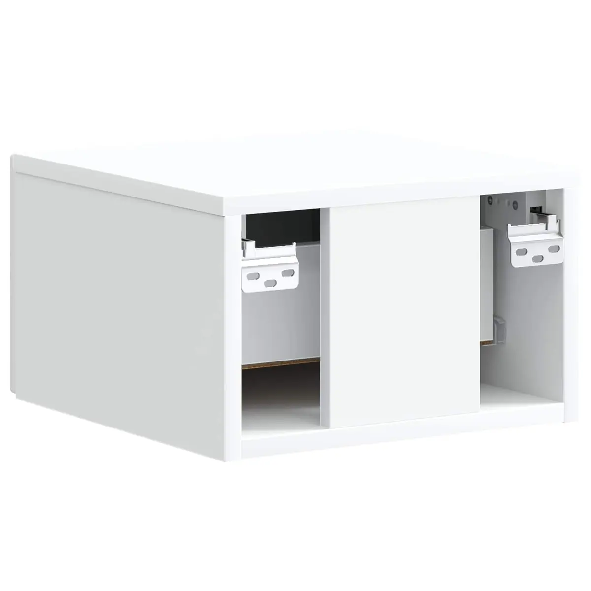 Wall-Mounted Bedside Cabinet White Compact Storage Drawer Shelf with LED Lighting