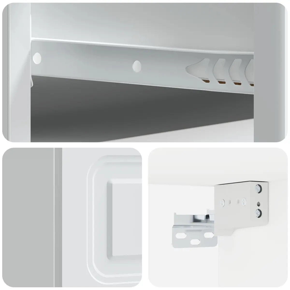 Wall-Mounted Bedside Cabinet White Compact Storage Drawer Shelf with LED Lighting