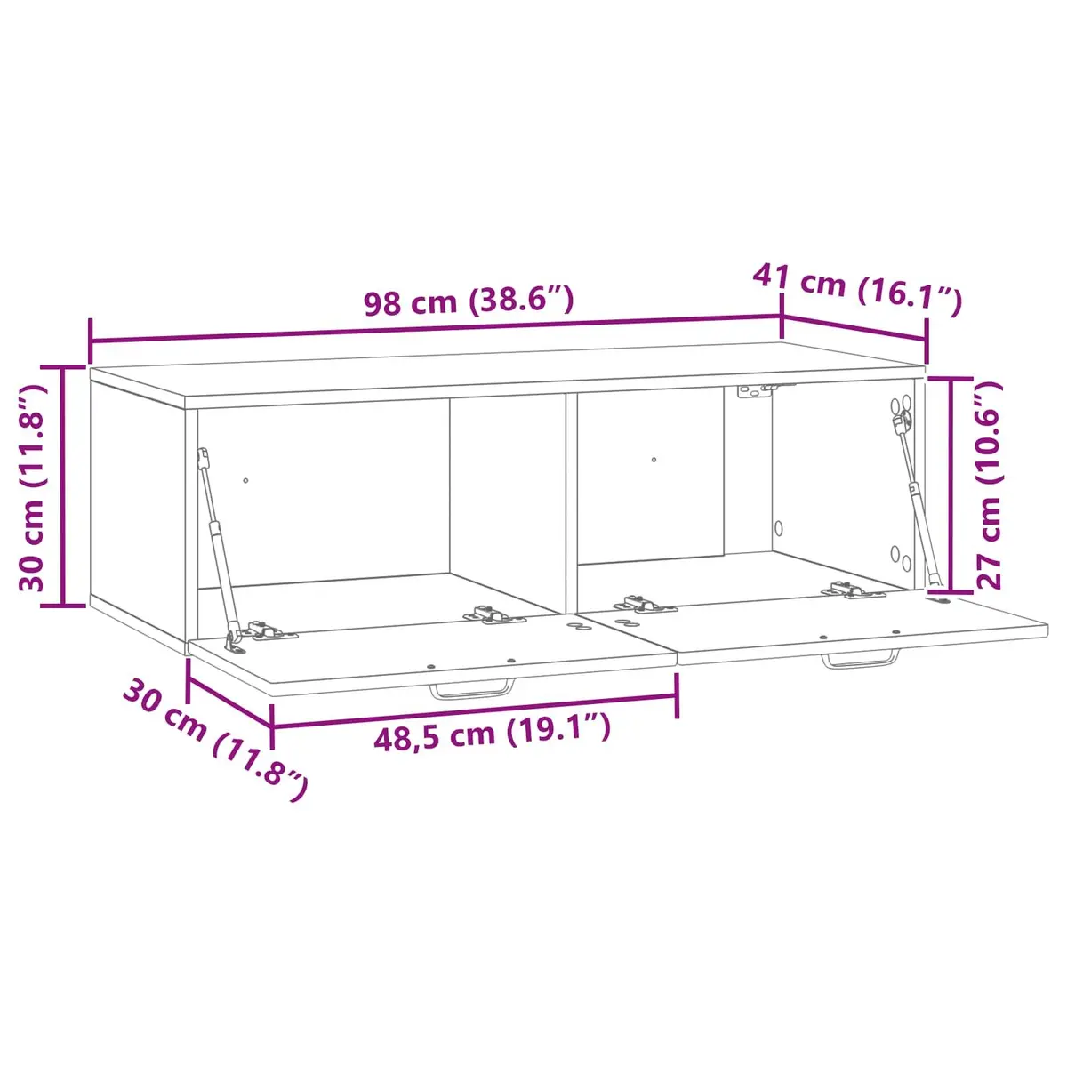 White Wall-Mounted TV Cabinet Entertainment Unit Engineered Wood 98 x 41 x 30 cm