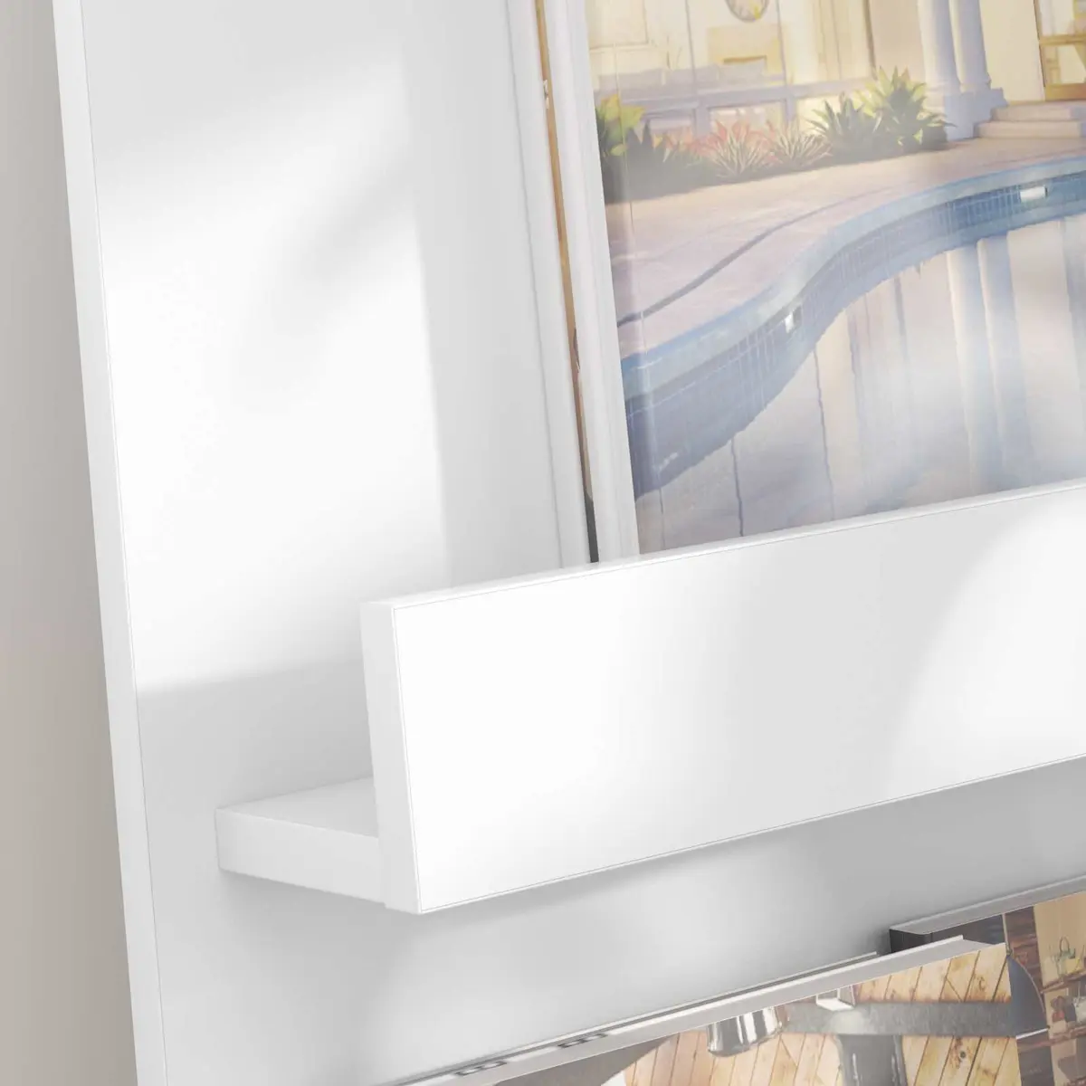 Magazine Rack with Shelf White Storage Organiser Living Room Office Bedroom 43cm