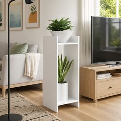 Set of Two Modern White Plant Stands for Space Efficiency
