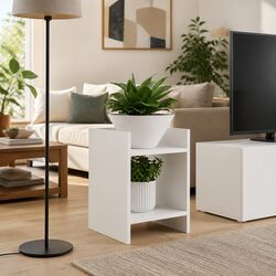 Enhance Your Indoor Space with Two White Plant Stands