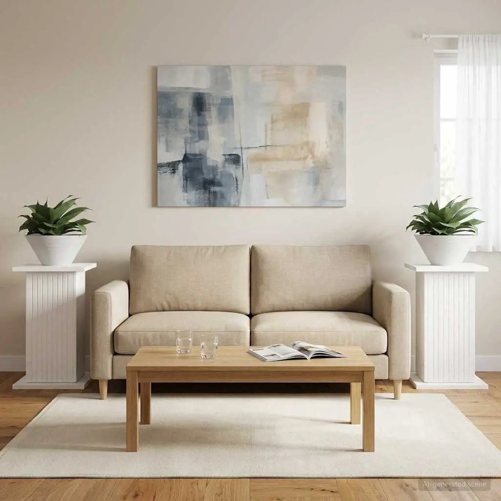 Plant Stand 30.5cm White Modern Indoor Display Riser 2 Pieces