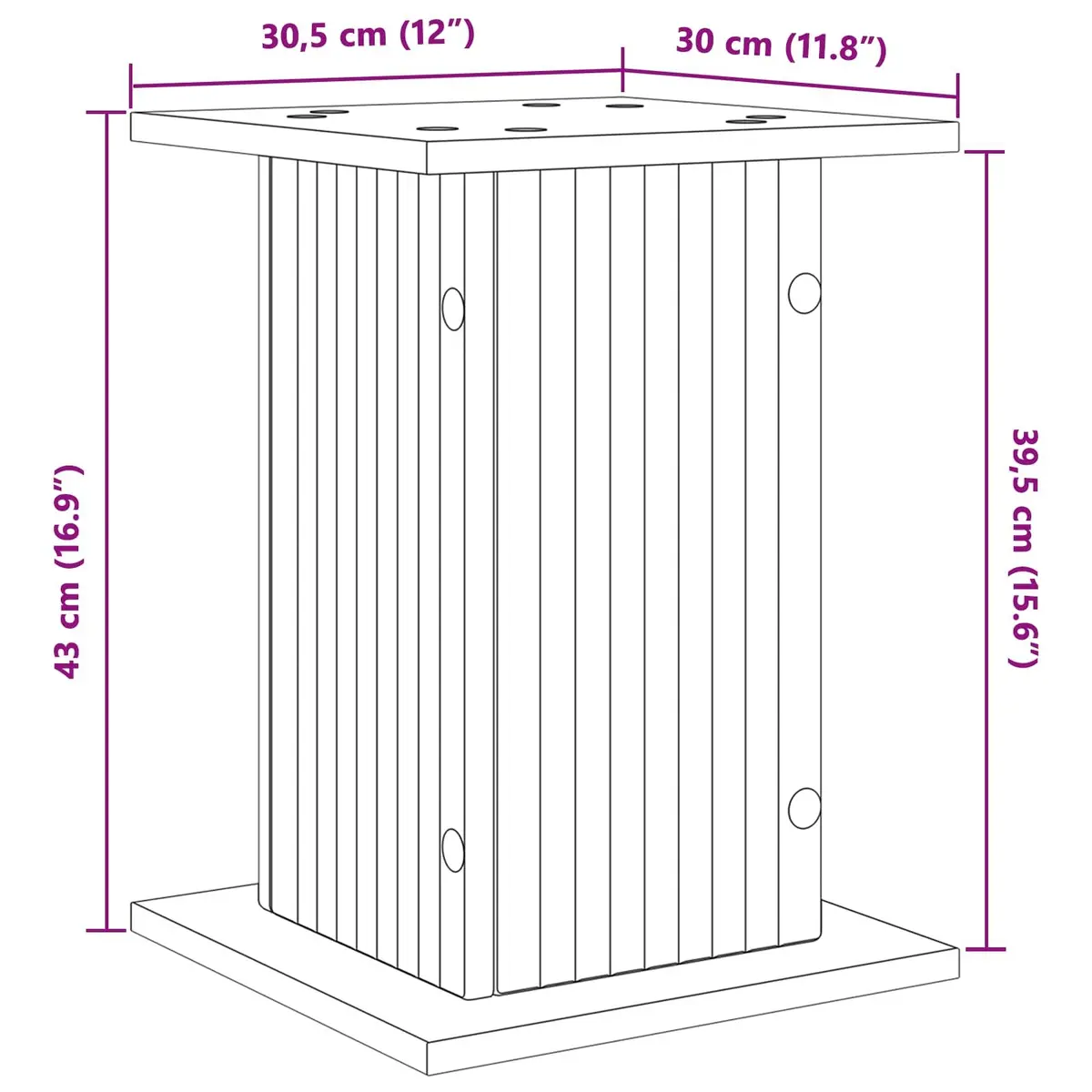 Plant Stand 30.5cm White Modern Indoor Display Riser 2 Pieces