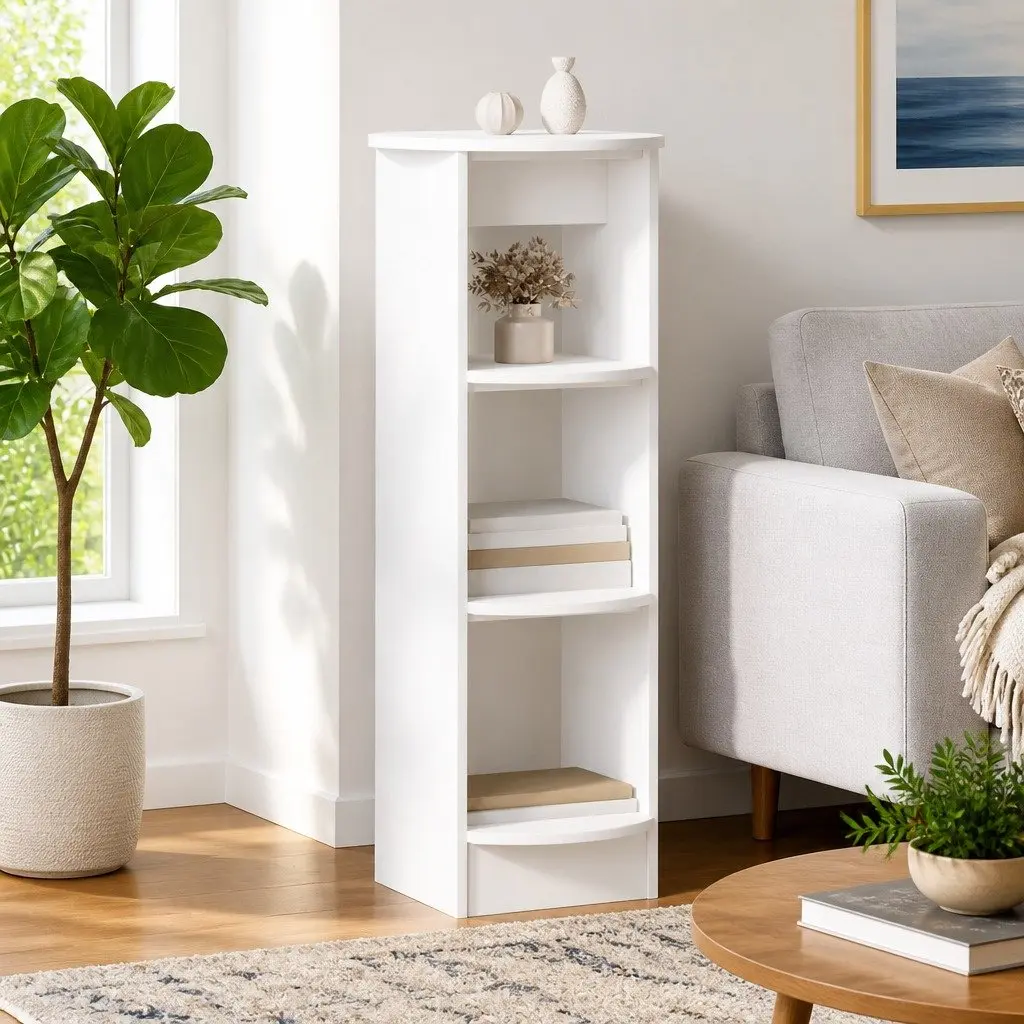 Side Cabinet 40x40x100cm White Engineered Wood Modern Storage Unit