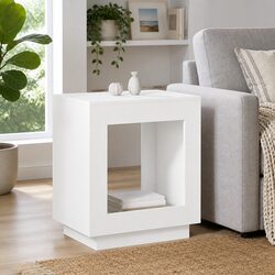 End Table White Engineered Wood 60 x 40 x 65 cm Modern Side Table Living Room