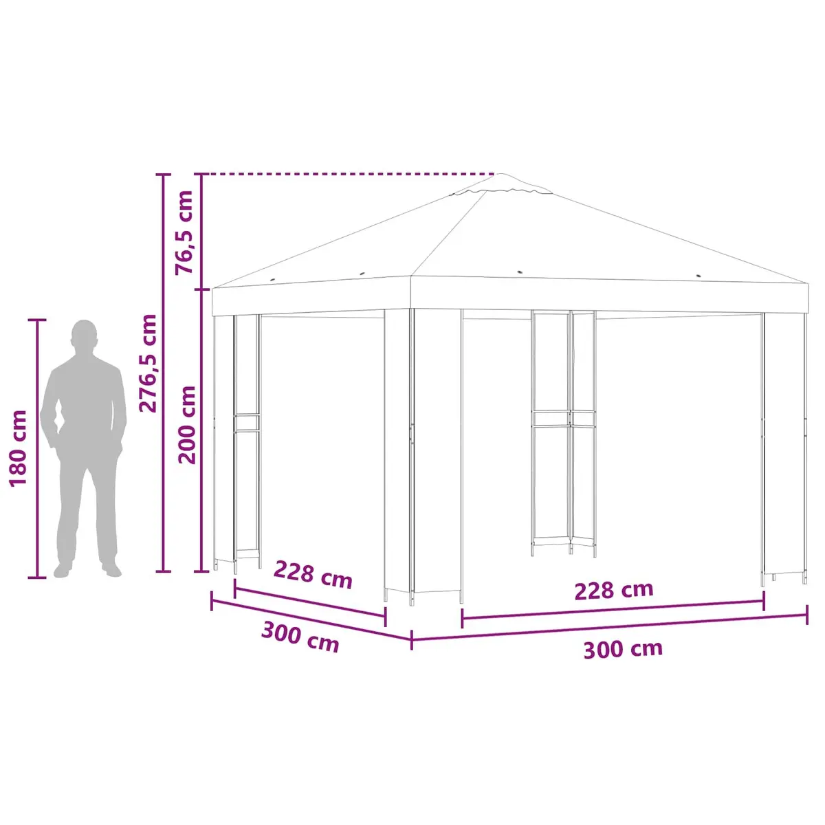 Outdoor Gazebo 3 x 3 m Anthracite Canopy Steel Frame Sun Shade
