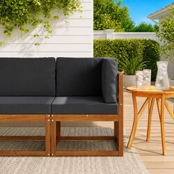 Outdoor Corner Sofa Modular Sectional Seating Solid Acacia Wood Brown Garden