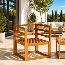 Outdoor Patio Armrests - 2 Pieces in Solid Acacia Wood