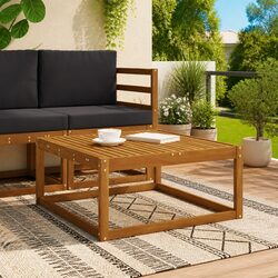 Outdoor Sectional Sofa Unit Brown Natural Wood Garden Patio Furniture 79x79x37cm