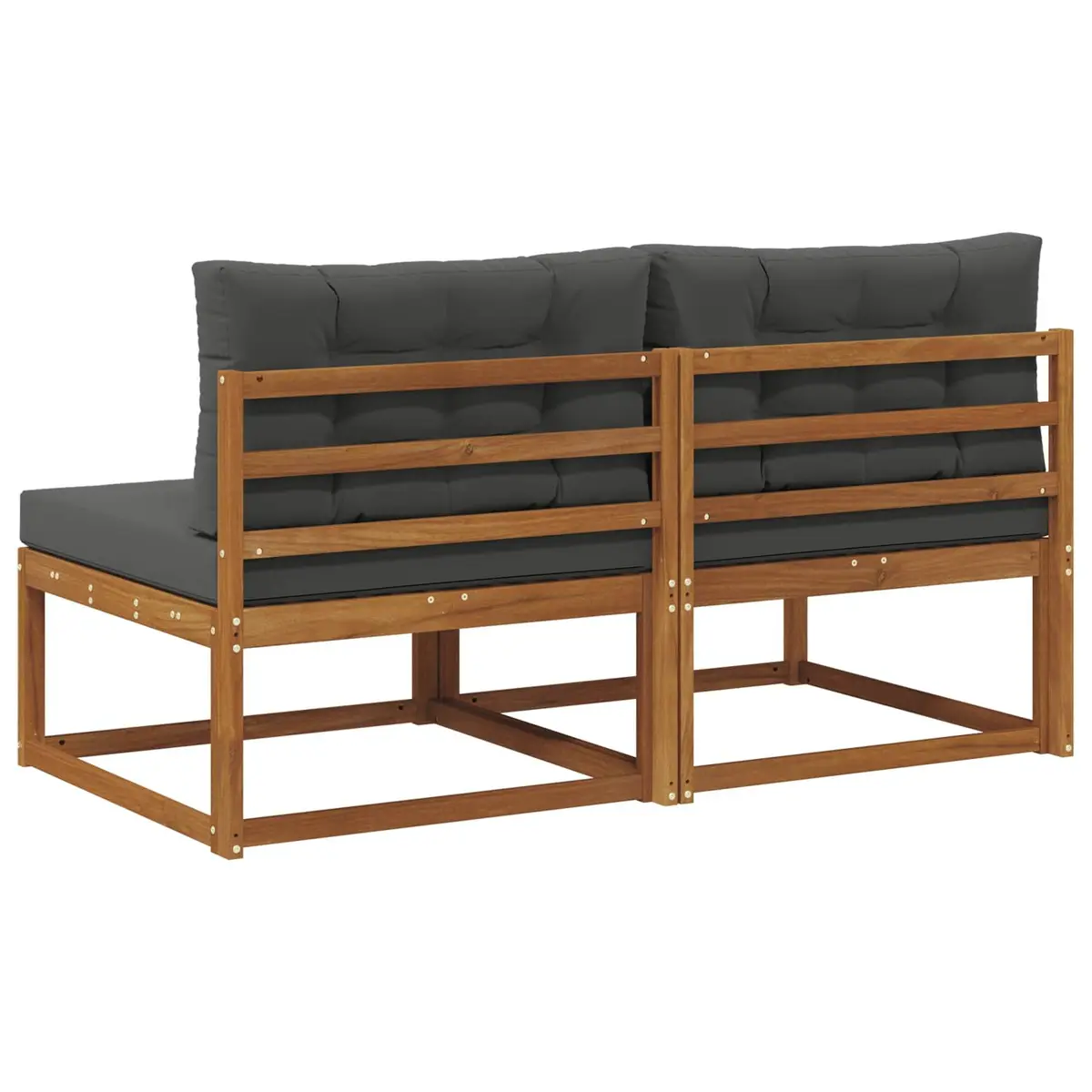 Outdoor Middle Sofa 2 Piece with Cushion Brown Modular Garden Sectional Seating