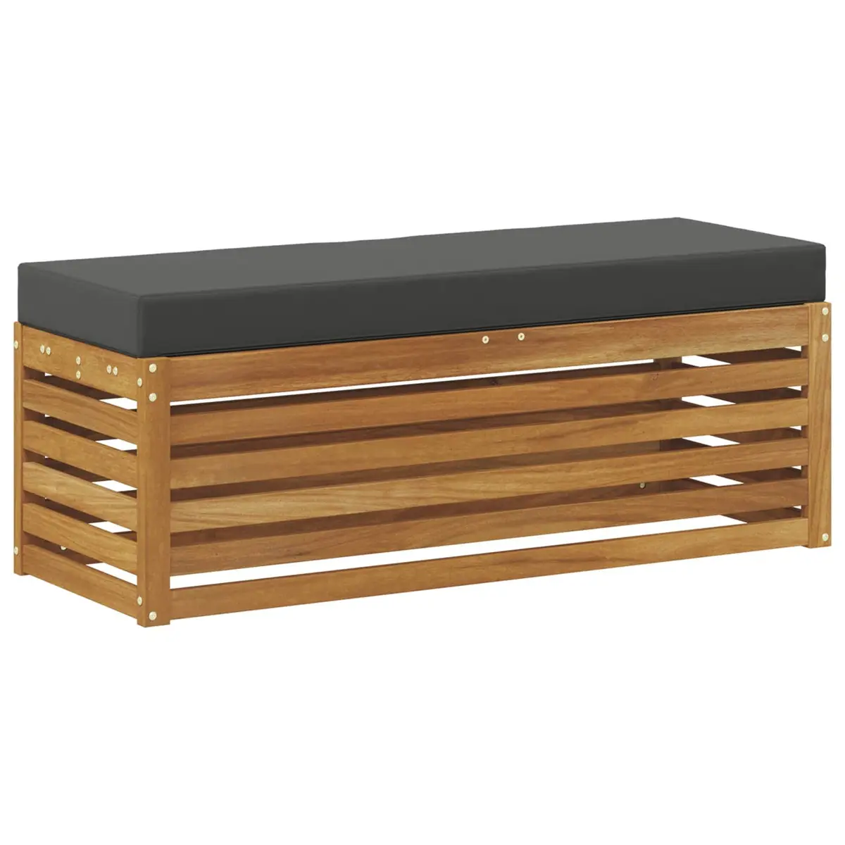 Acacia Wood Stool Bench Outdoor Seating Natural and Anthracite Finish
