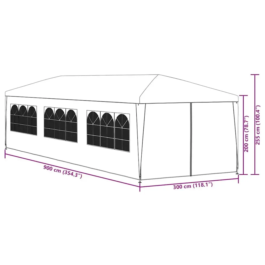 Party Tent 3x9m Blue Outdoor Marquee Garden Canopy Gazebo with Panels Door