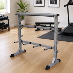 Home Gym Organizer: Black Steel Dumbbell and Barbell Rack