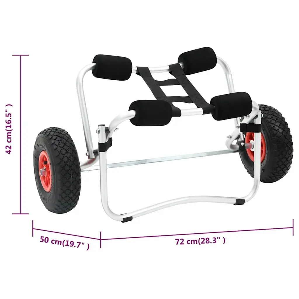 Kayak Trolley Cart Lightweight Aluminum Portable with Spring-loaded Stand and Detachable Inflated Rubber Wheels