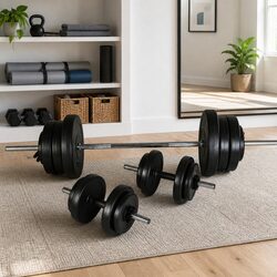 Enhance Your Workout Space with Our 60.5kg Barbell Dumbbell Set