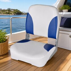 Blue and White Marine Chair with Foldable Backrest