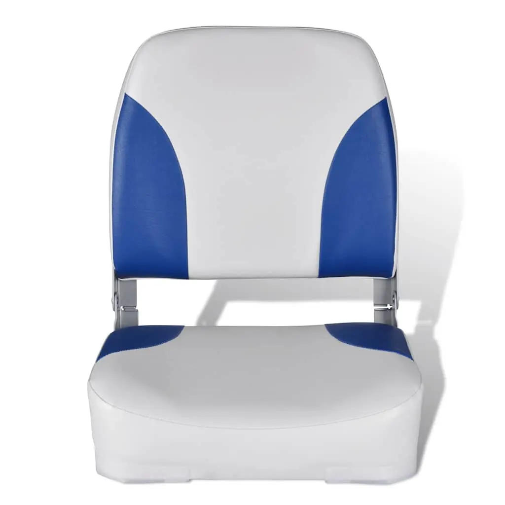 Boat Seat Foldable Backrest Blue White Pillow Watercraft Marine Chair Fishing