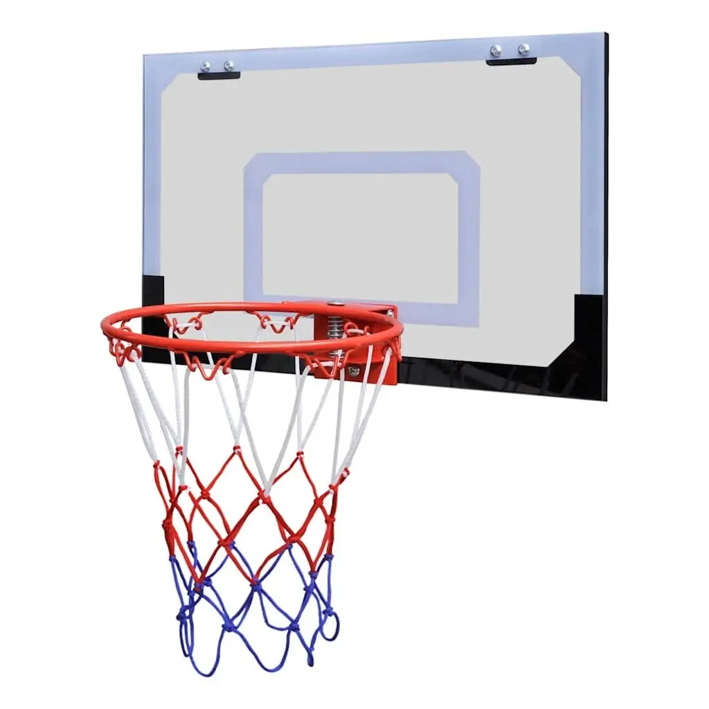 Indoor Mini Basketball Hoop Orange Detachable Backboard and Rim with Net and Pump 5 Piece Set