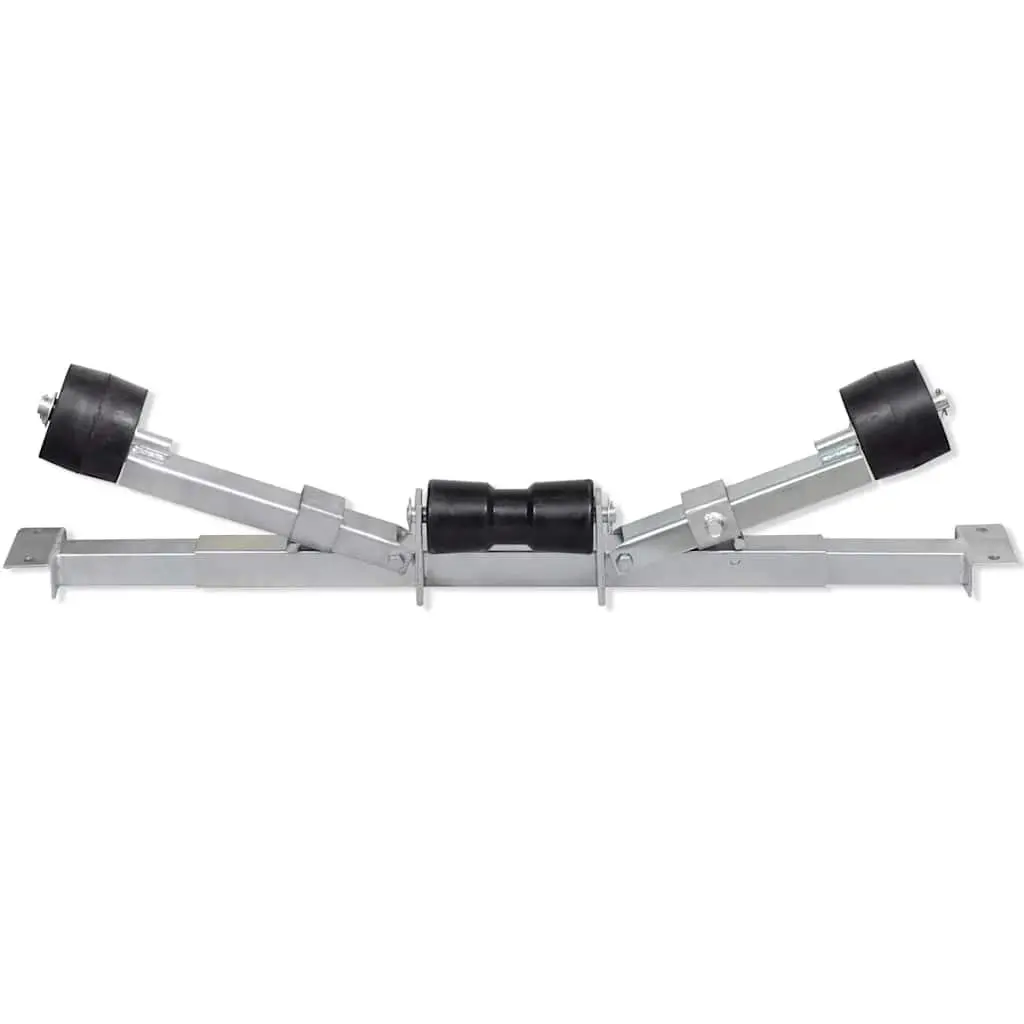 Boat Trailer Bottom Support Bracket Adjustable with Keel Rollers Silver