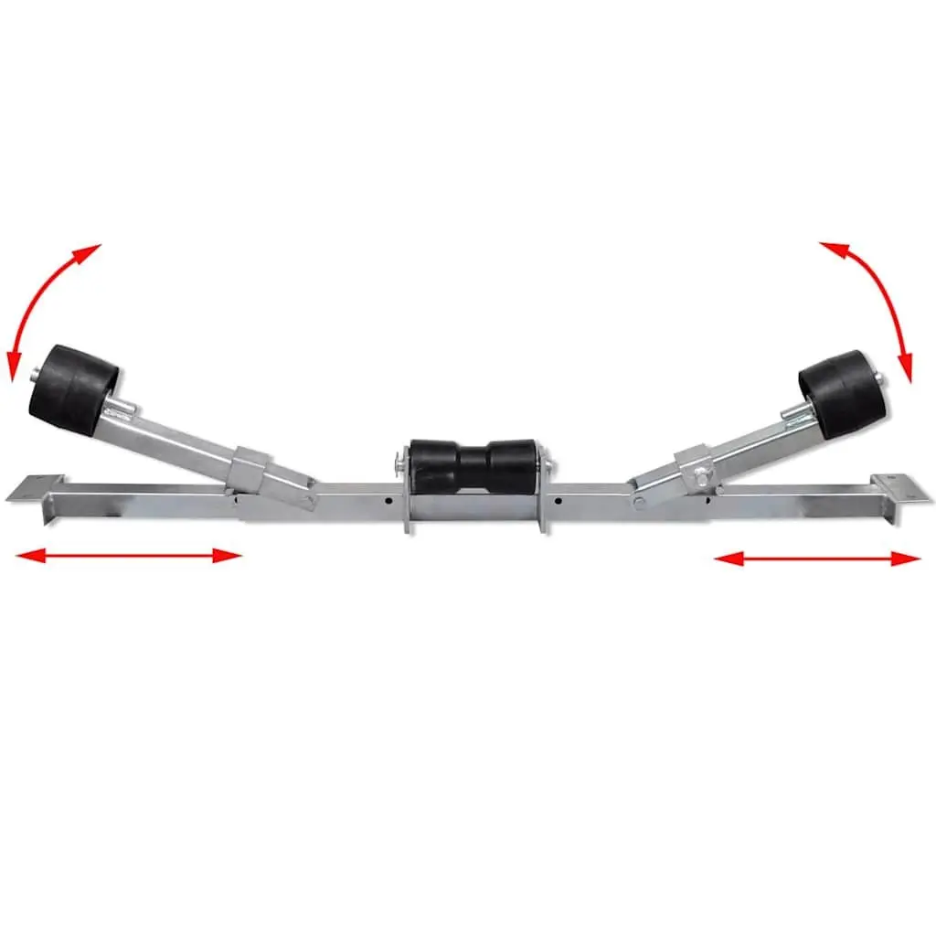 Boat Trailer Bottom Support Bracket Adjustable with Keel Rollers Silver