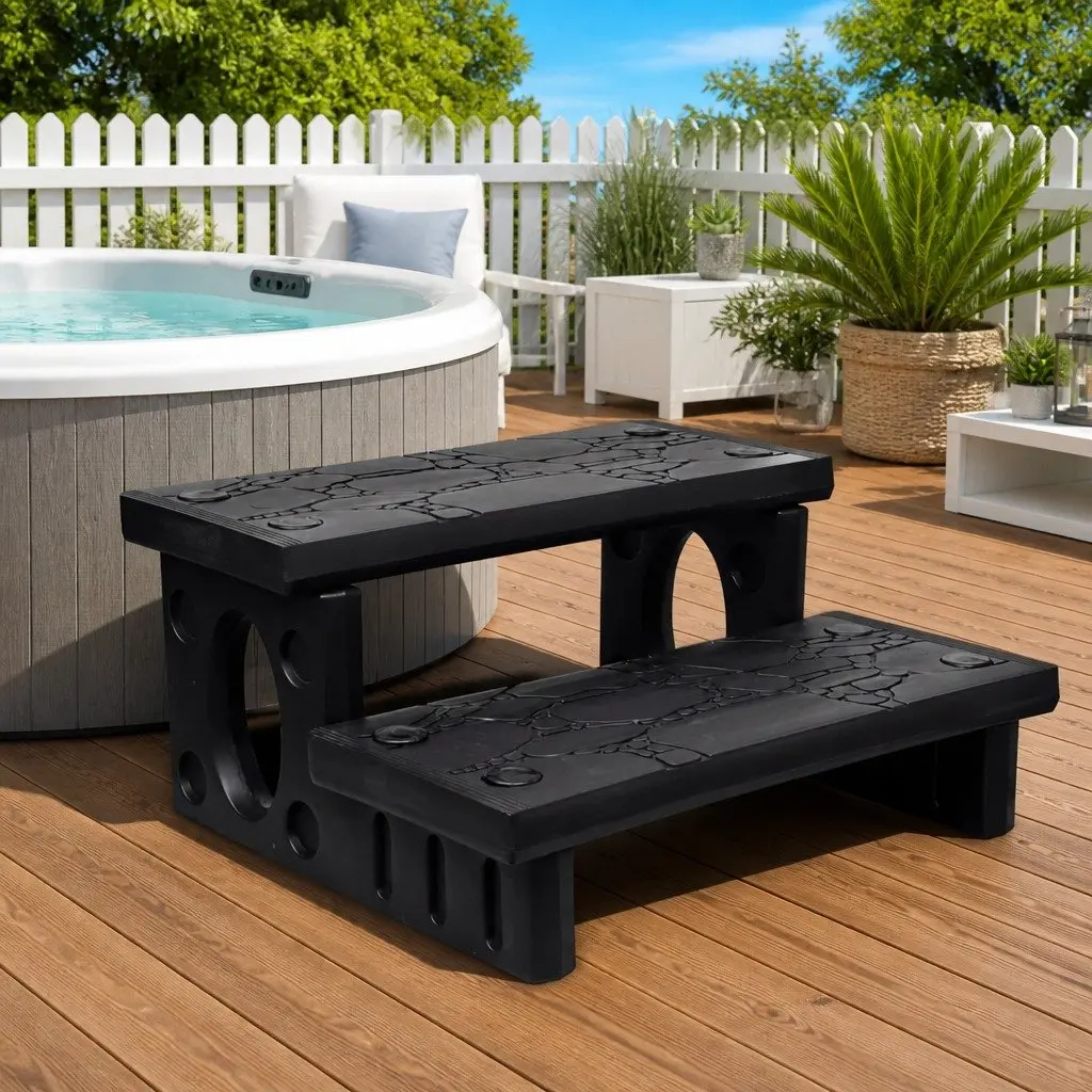 Spa Steps Non-Skid Lightweight Black Access with Reversible Treads