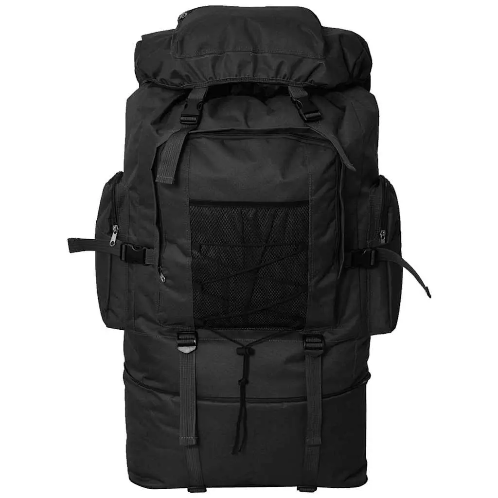 Outdoor Backpack 100L Black Expandable Height Adjustable with Multiple Storage Compartments for Hiking Camping Travel