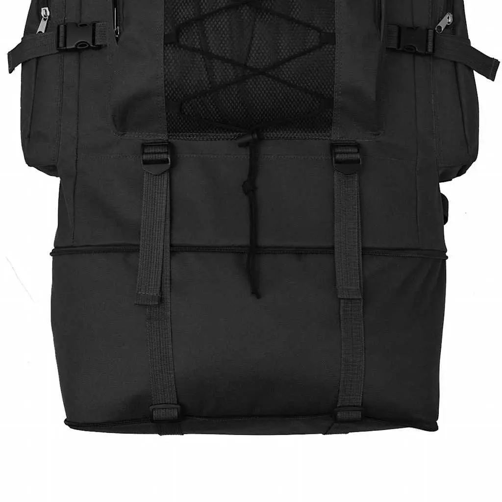 Outdoor Backpack 100L Black Expandable Height Adjustable with Multiple Storage Compartments for Hiking Camping Travel